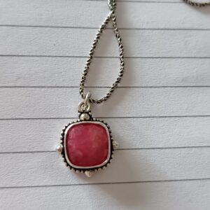 Oxidised Sterling Silver chain & faceted Ruby pendant