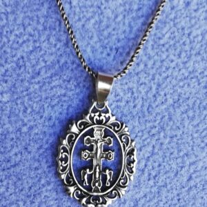 Oxidised sterling silver chain with pendant