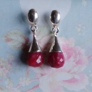 Faceted pink faux ruby earrings
