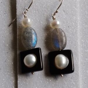 Pearl & gemstone earrings