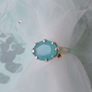 Green Chalcedony ring in sterling silver