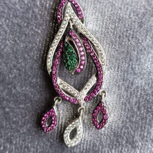 Magnificent  sterling silver pendant with encrusted crystals