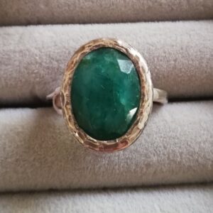 Faceted emerald ring set in Sterling silver