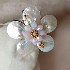 MAGNIFICENT Mother of pearl & rosequartz bangle or hair accessory