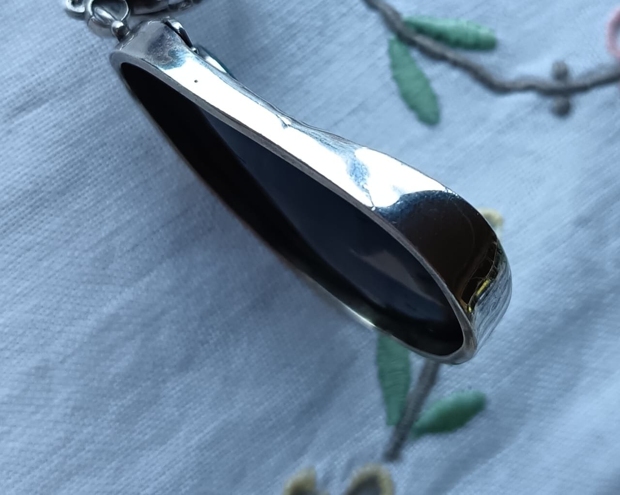 Chunky , designer Blue/Grey blister mabè pearl enhancer/pendant set in Sterling silver - Image 2