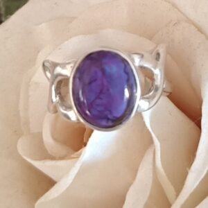 Sugalite ring with lovely detail on Sterling silver band