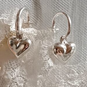 Stylish, Puffy - heart hoop earrings