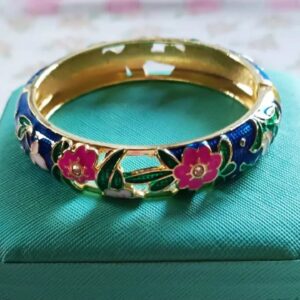 Navy & pink enamel bangle
