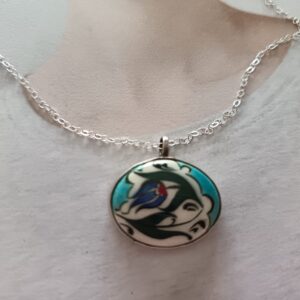 Sterling silver & Turkish ceramic pendant