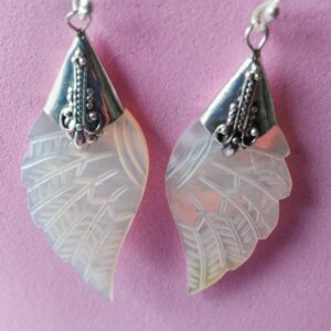 Mother of pearl earrings with pretty silver engraved detail