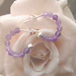 Amethyst & sterling silver hoop earrings