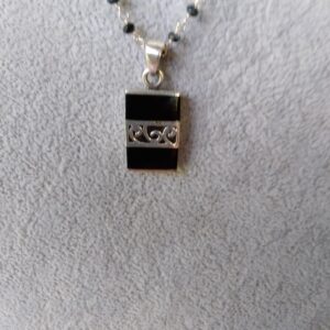 Obsidian & sterling silver pendant