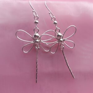 Unique & Handcrafted Sterling silver dragonfly earrings.