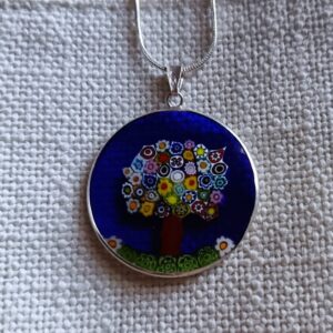 Millefiori pendant in Sterling silver frame
