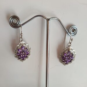 Amethyst & sterling silver cluster earrings