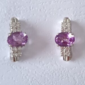 Amethyst & cubic zirconia huggie earrings