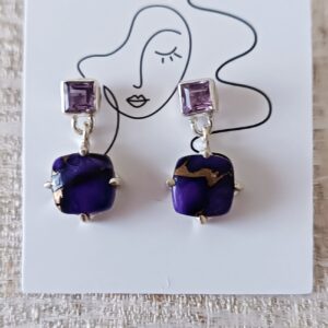 Amethyst & Mojave turquoise earrings , set in sterling silver.