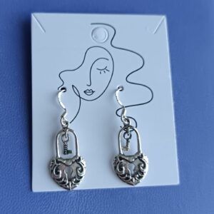 Padlock & key earrings in Sterling Silver