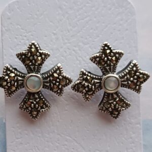 Marcasite & Mother of pearl studs set in Sterling silver.